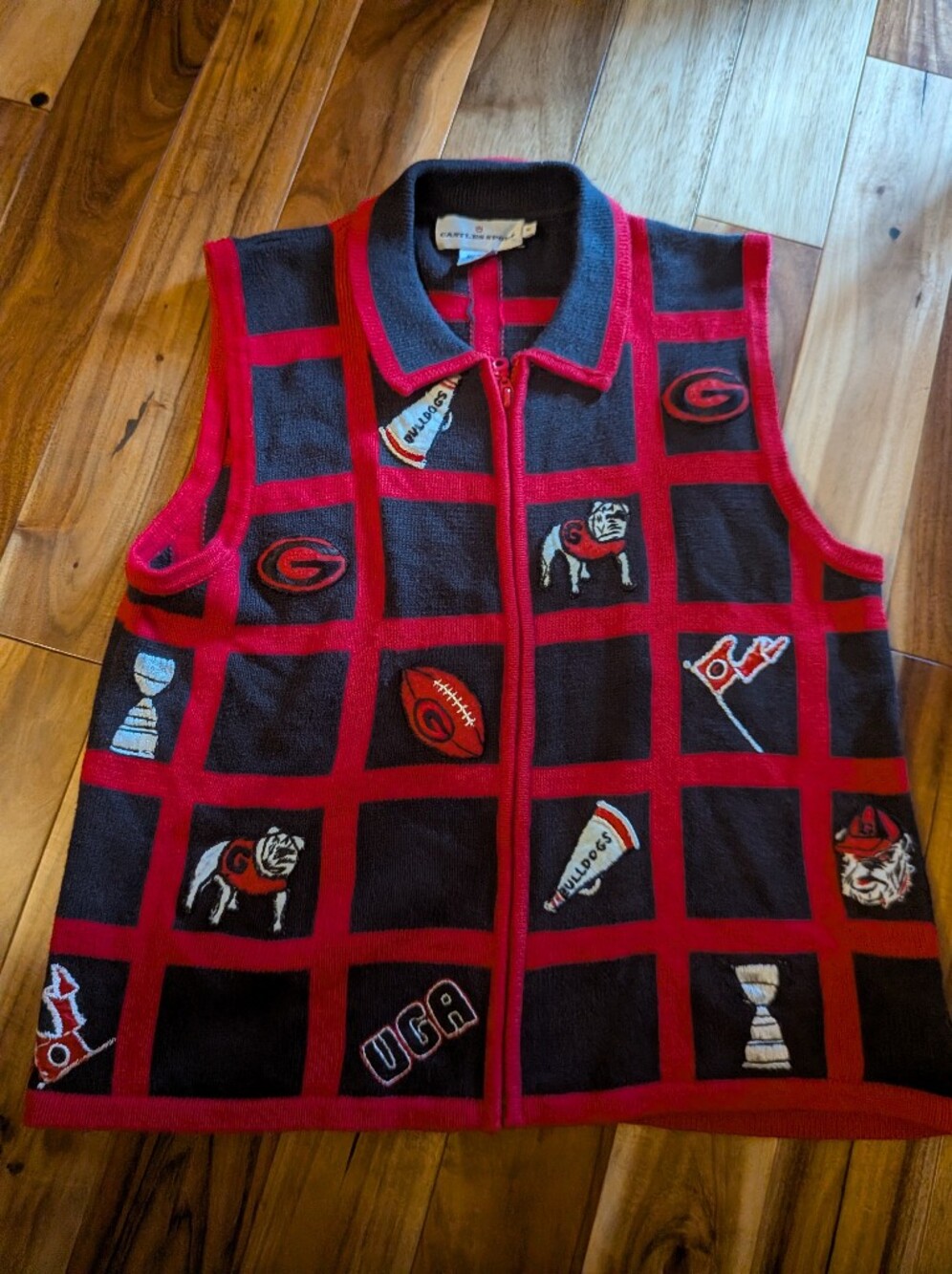 Vintage Women's Castles Sport Uga Bulldogs Black And Red Zip Up Vest M